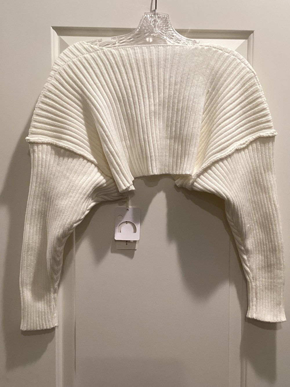 Commense Ribbed Cropped Shrug - Cream - Picture 3 of 3